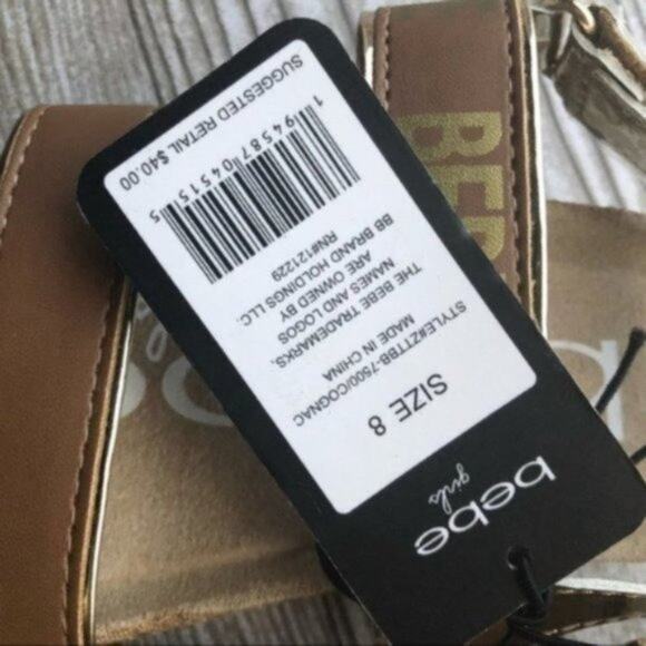 Bebe Brown & Gold Toddler Girl’s Sandals Sz 8 - Picture 9 of 10